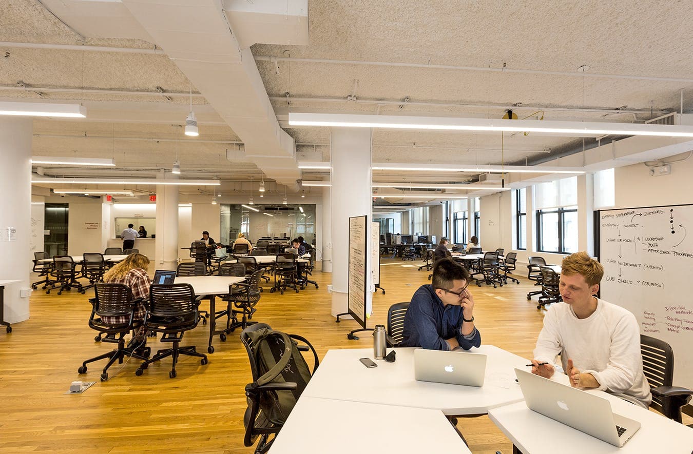 The Innovation Center, open to New School students and faculty 24 hours a day, facilitates  creative and interdisciplinary learning.