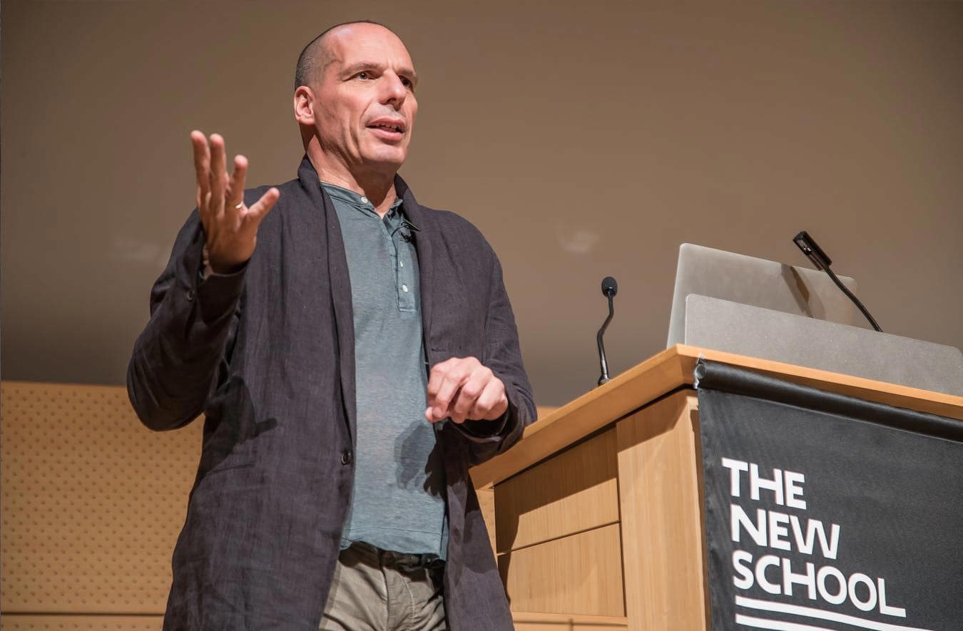 Former Greek finance minister Yanis Varoufakis delivers the annual Robert Heilbroner Memorial Lecture, "The Future of Capitalism,” urging students to employ their critical analyses to promote progressive causes.
