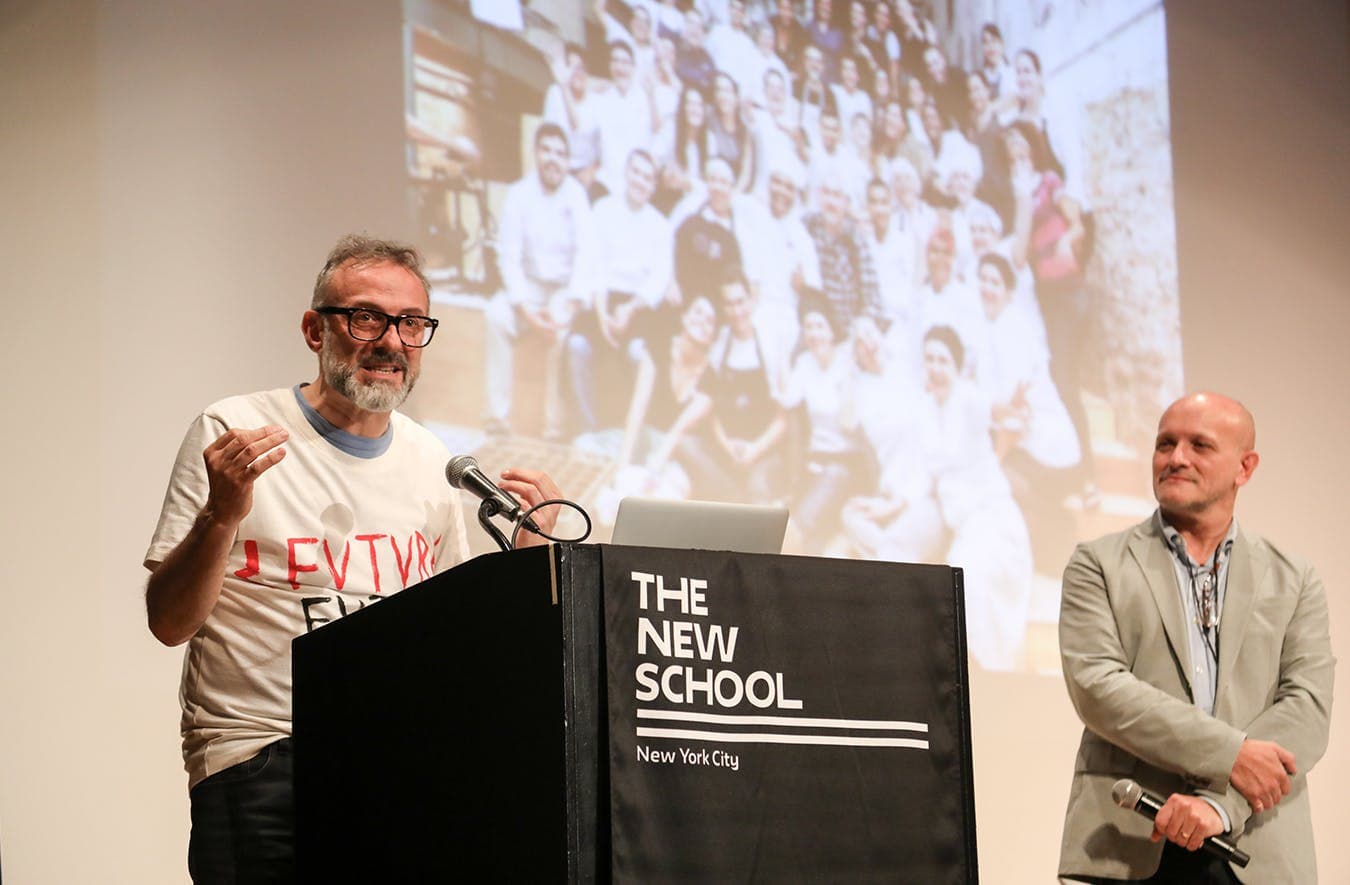 Restaurateur, author, and Tishman Environment and Design Center visiting scholar Massimo Bottura recently organized the “Zero Waste Food” conference with New School Professor Fabio Parasecoli.