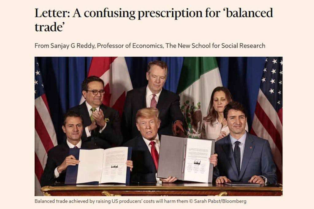 FINANCIAL TIMES Publishes Economics Professor Sanjay Reddy’s Response to Its Op-Ed
