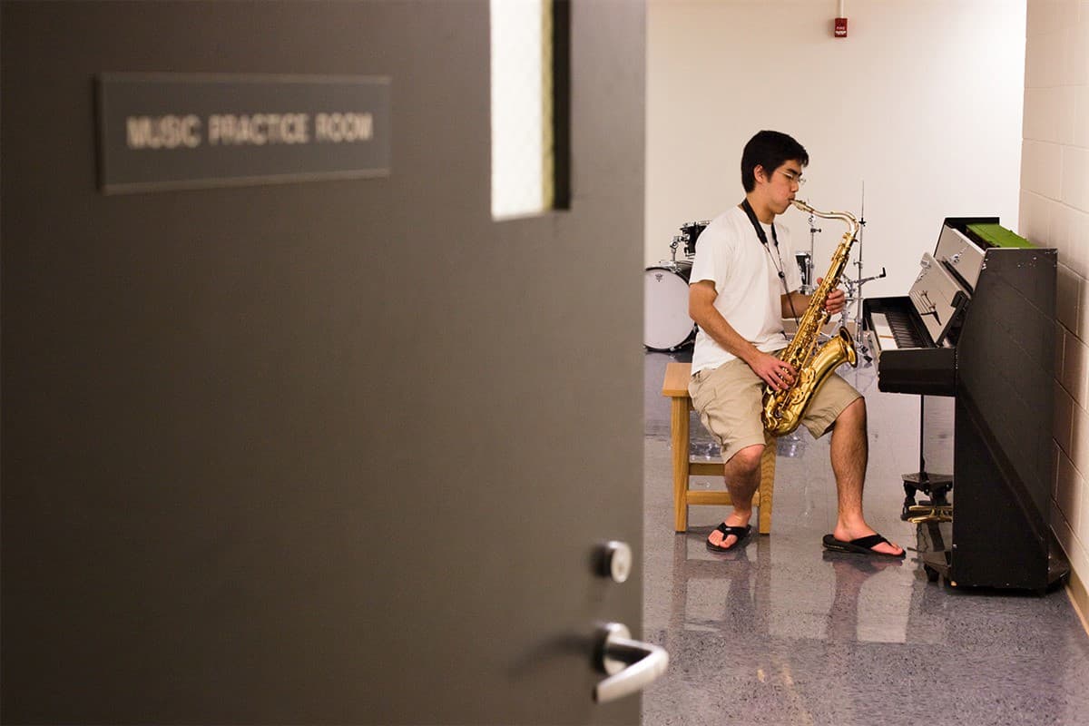 Students have space to rehearse in Stuyvesant Park’s large music practice room.