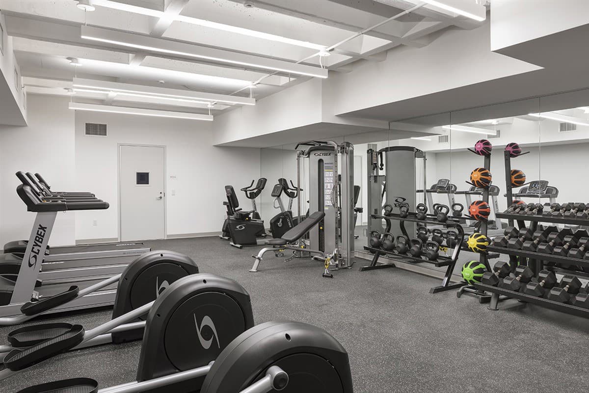 The exercise room makes staying fit easy for residents.