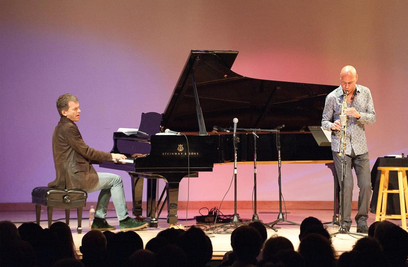 The School of Jazz celebrates its 25-year anniversary with a concert by acclaimed alumnus and pianist Brad Mehldau, shown here with saxophonist Joshua Redman, his longtime collaborator.