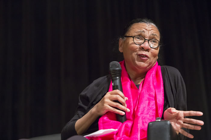 bell hooks at The New School in November 2013 (Photo: Spencer Kohn, 2013)